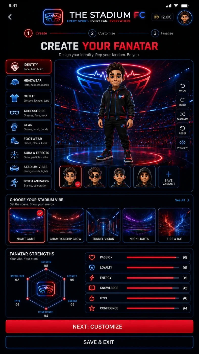 Fanatar — your collectible fan identity in The Stadium FC